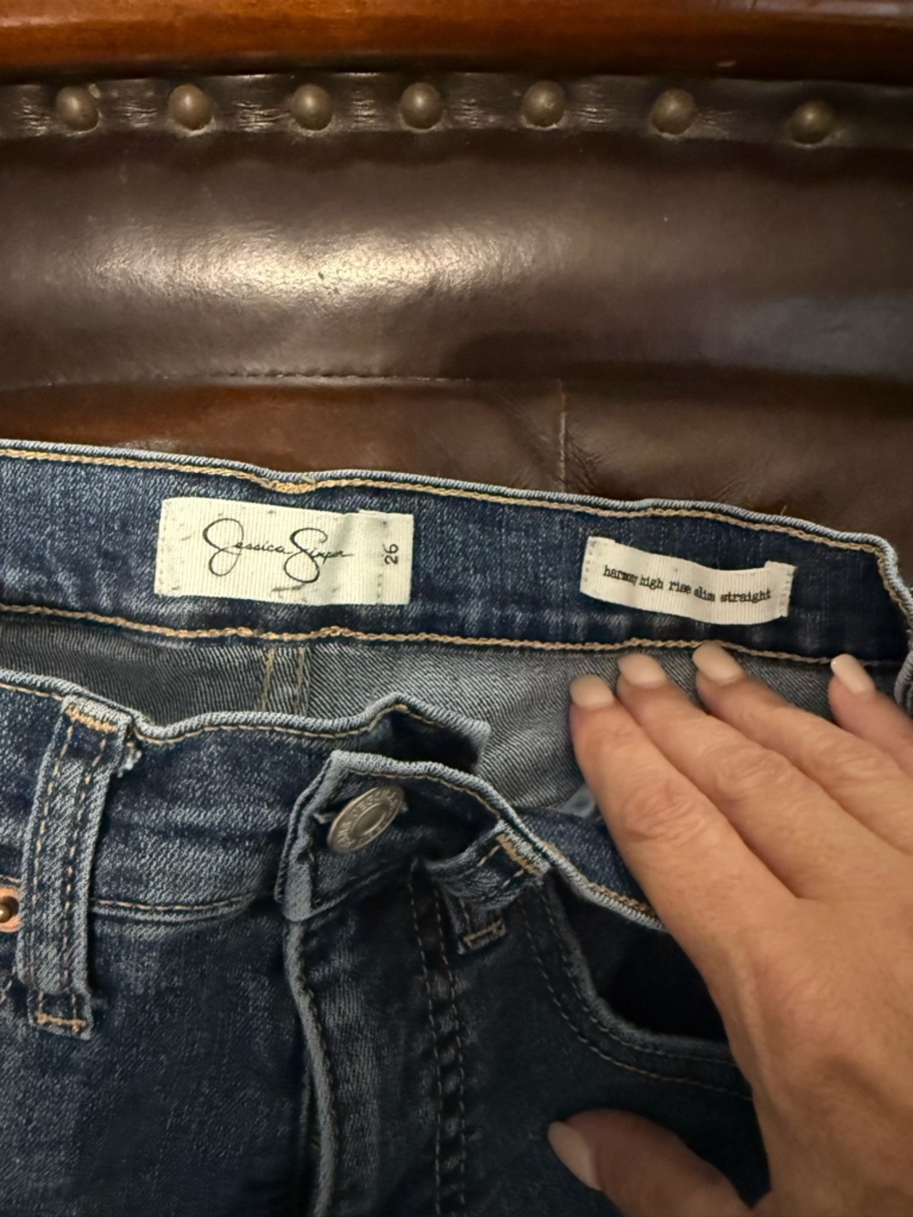 Jessica Simpson Dark Blue High-Rise Straight Jeans